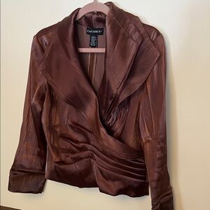Cachet Brown Pleated Draped Top size 14